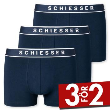 Schiesser Kalsonger 3P Organic Cotton Boxer Briefs 3XL-4XL M&ouml;rkbl&aring; bomull 3XL Herr