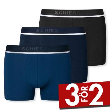 Schiesser Kalsonger 3P Woven Boxer Brief 3XL- 4XL Svart/Bl&aring; bomull 3XL Herr