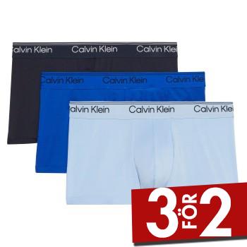 Calvin Klein Kalsonger 3P Microfibre Stretch Low Rise Trunks Svart/Bl&aring; polyester Small Herr