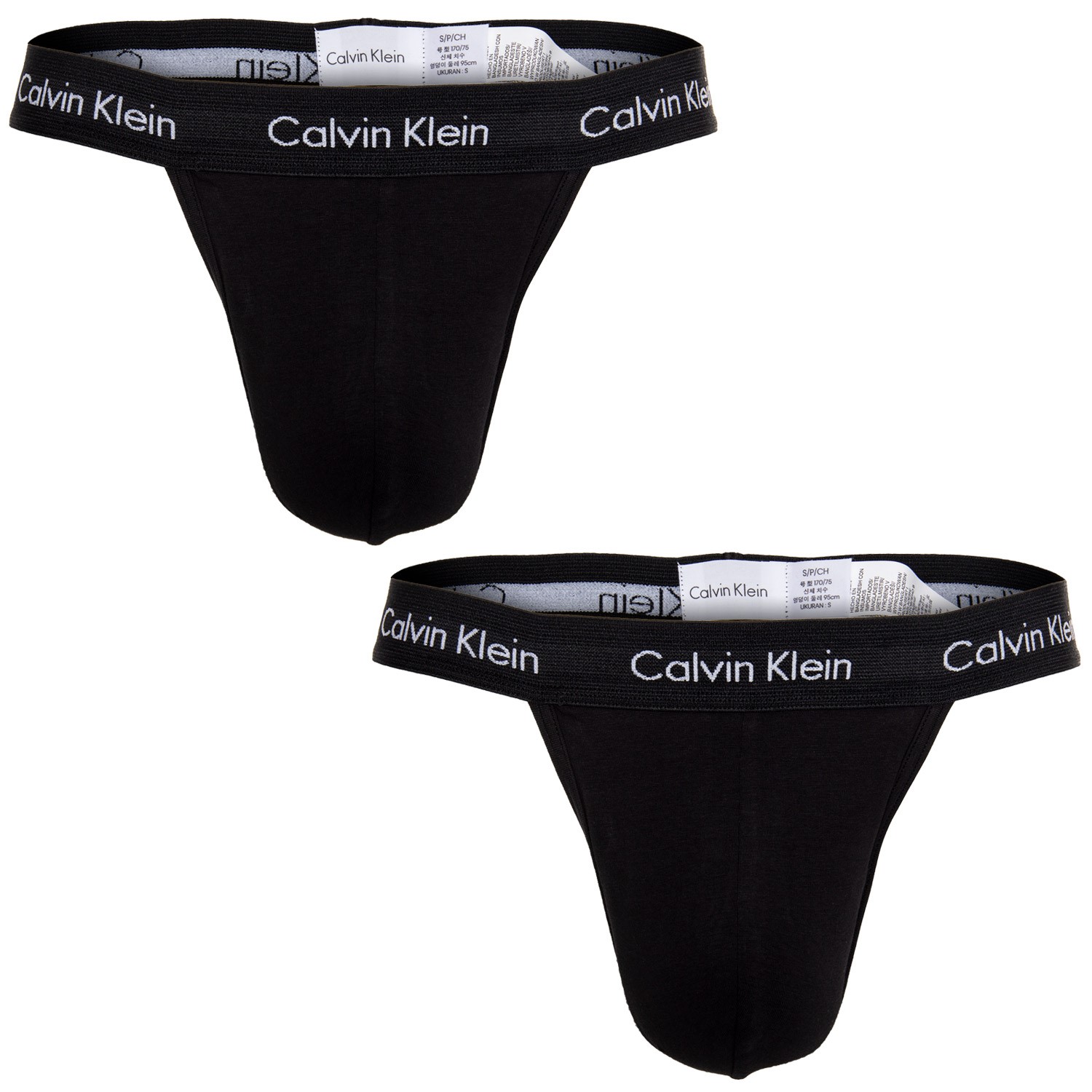 2-Pack Calvin Klein Cotton Stretch Thong Svart