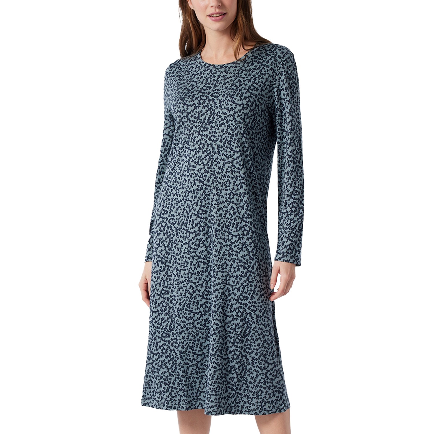 Camicia Da Notte Donna Schiesser Manica Lunga - Cotone Morbido Interlock, Lunghezza 110 Cm