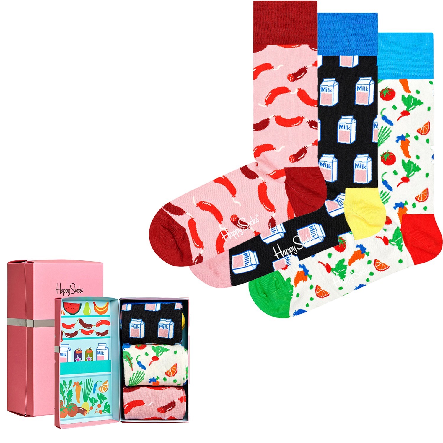 3-Pak Happy Socks Foodie Socks Gift - Gaveæsker - - Timarco.dk