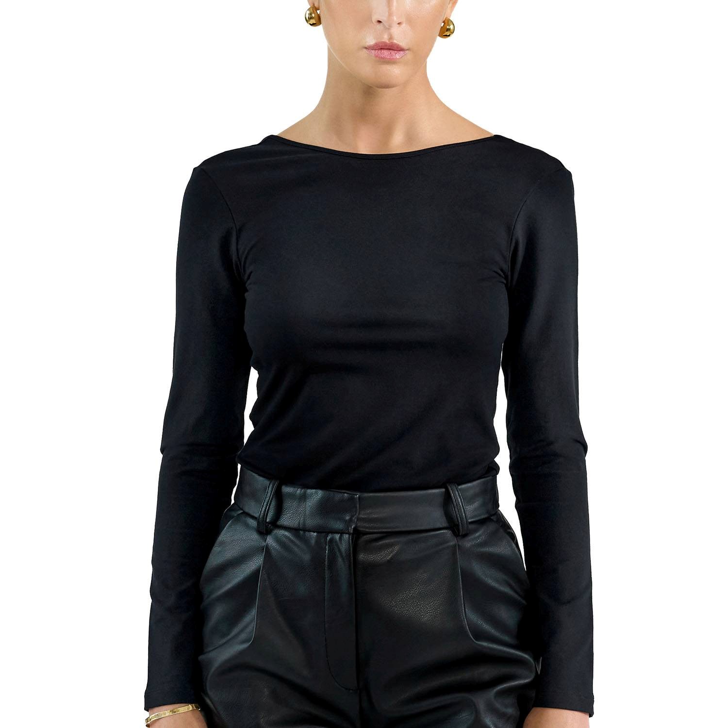 Bread and Boxers Long Sleeve Scoop Back Shirt